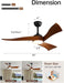 52 Inch Ceiling Fan with Light and Remote, Modern 3 Solid Wood Blades Ceiling Fan, 6 Speeds 5500CFM, Dimmable 3-Color LED with Memory, Timer & Quiet & Reversible DC Motor, ETL, Walnut Wood