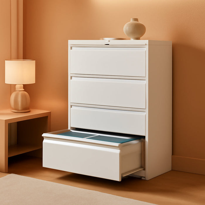 Lateral File Cabinet 4 Drawer, Metal File Cabinets for Home Office Legal/Letter A4 Size, File Cabinet with 4 Lock, Require Assembly(White)