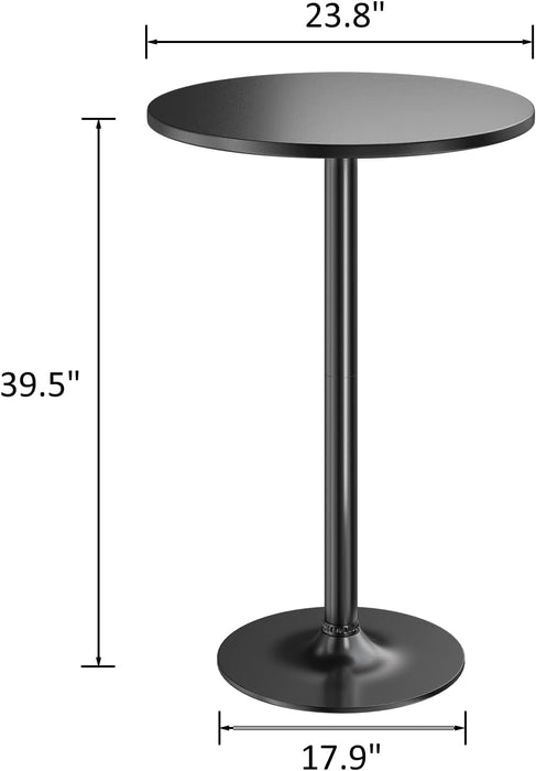 Bistro Pub Table round Bar Height Cocktail Table Metal Base MDF Top Obsidian 23.8-Inch Top, 39.5-Inch Height (1, Black-1)