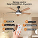 52 Inch Black Ceiling Fans with Lights Led Remote Control Flush Mount Low Profile for Bedroom Living Dining Room Outdoor Farmhouse Patio,Reversible,Dc Motor,Diammable,Buzzer On/Off,5 Blades