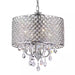 Marya 4-Light Modern Chrome round Chandelier with Beaded Drum Shade /Hanging Clear Glass Crystals