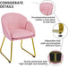 Modern PU Leather Armchair, Flower Shaped Makeup Chair Vanity Chair with Golden Metal Legs for Living Room/Makeup Room/Bedroom/Home Office/Kitchen, Simple Pink