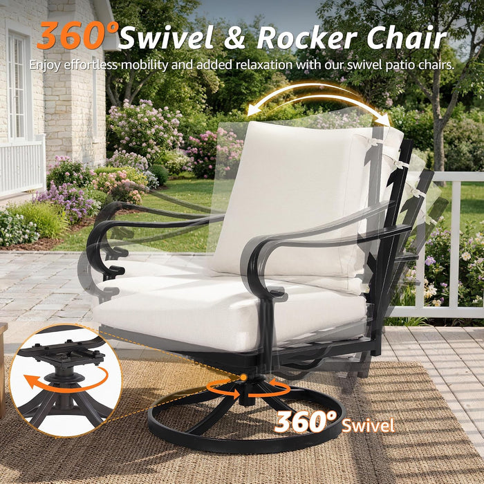 4 Piece Vintage Patio Furniture Set, Patio Conversation Set with 2 Rockers