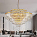 Crystal Chandeliers Modern Style Gold 39 Inch & Lights round Hanging Classic, Pendant Ceiling Chandelier Lighting Fixture 7-Tier for Dining Room Living Room
