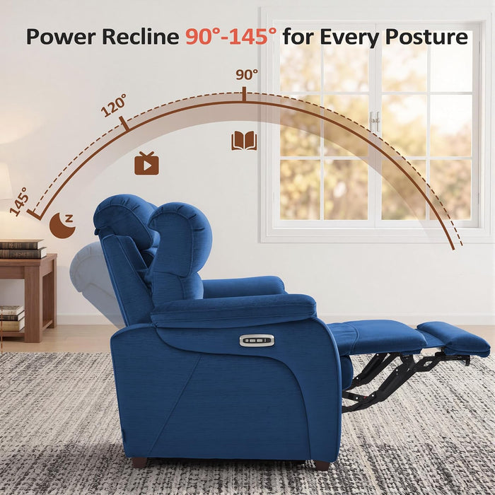 Zero Wall Hugger Power Recliner Chair for Adult ST257 (Navy Blue)