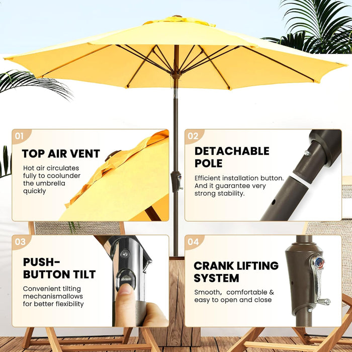 Patio Umbrella 9FT Outdoor Umbrella Patio for Garden Yellow