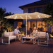 15Ft Large Rectangular Outdoor Umbrella with Base,Champagne