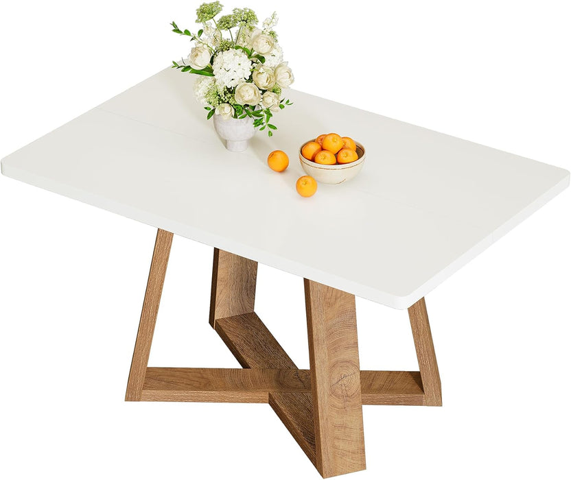 47Inch Dining Table White Brown SpaceSaving Design
