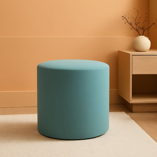 Howard Elliott No Tip Cylinder Patio Ottoman with Cover, Leather Side Table, Footstool & Seating Circular Ottoman Footrest for Living Room, Office and Bedroom, 18 X 18 Inch, Sterling Breeze