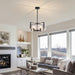 Black Drum Glass Chandelier With Crystal Ripple Shade