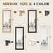 58X22In Full Length Mirror, 3-Tier Stepped Solid Wood Frame, Brown