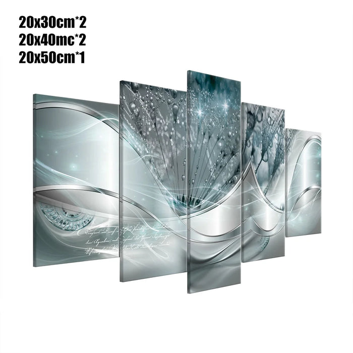 Abstract Wall Art Painting - 5 Pieces Wall Art Canvas - Flowing Water Droplets Abstract Flower Wall-Art Canvas Background Canvas Paintings Ready to Hang for Home Decorations Wall Decor