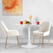 Velvet Dining Chairs Set of 2, Modern Dining Room Chairs with Gold Metal Legs, Upholstered Kitchen Armless Chairs,Comfy Vanity Chairs for Living Room -White