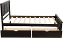 Twin Platform Beds with Storage Drawers Solid Wood Twin Bed Frame with Headboard and Footboard, No Box Spring Needed, Espresso