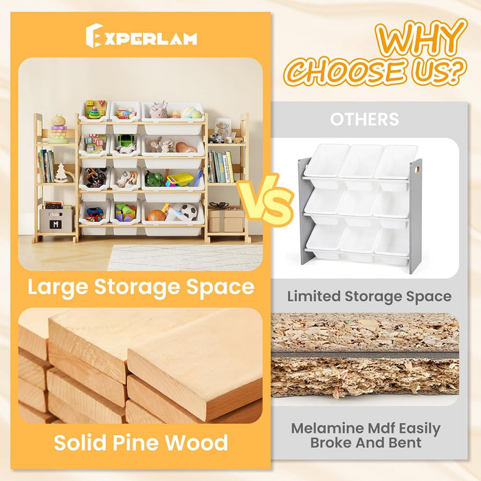 Extra Large Toy Storage Organizer, Dual Bookshelves, 12 Bins