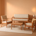 LVG1000A-4SET Barclay 4-Piece Modern Coastal Acacia Wood Conversation Outdoor Patio Set with Cushions Transitional, Classic, Traditional, Vintage, Mid-Century, Light Gray/Teak Brown