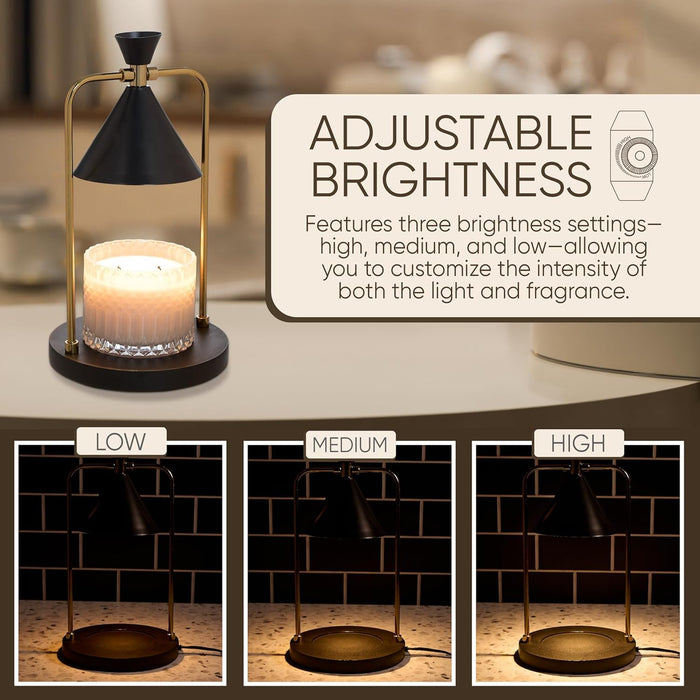 Glass Candle Warmer Lamp – Elegant Candle Warmer for Long-Lasting Fragrance, Sleek Design, 12X7, Black Iron Candle