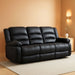 Faux Leather Manual Reclining Sofa with 2 Concealed Cup Holders, Overstuffed Armrest 3 Seat Recliner Sofa, Couch for Living Room, Meeting Room, Bedroom, Black