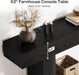 63" Console Table, Farmhouse 2-Tier Entryway Table with U-Shaped Base, Narrow Long Wood Sofa Table behind Couch Table for Living Room, Hallway, Foyer, Black