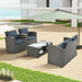 4 Pieces Patio Furniture Set, Outdoor Wicker Conversation Furniture Sets with Sofa, 2 Chairs and Coffee Table, Outdoor Loveseat with Soft Cushion for Garden, Balcony, Pool, Backyard, Grey