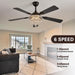 52" Crystal Chandelier Ceiling Fan with Lights - (Classic, Black)