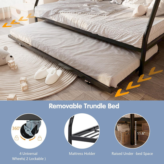 Twin Over Full Bunk Bedframe With DetachableTrundle