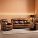 Faux Leather Recliner Sofa Furniture Set for Living Room, 2 Recliner Chairs, 3 Seat Reclining Sofa Couch Set for Meeting Room, Brown