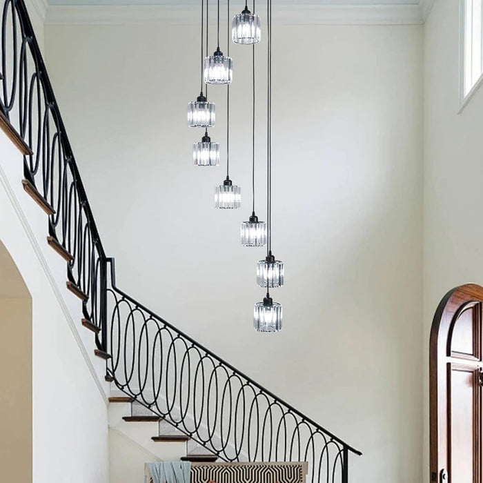 8 Lights Crystal PendantLight Ceiling Chandelier Black