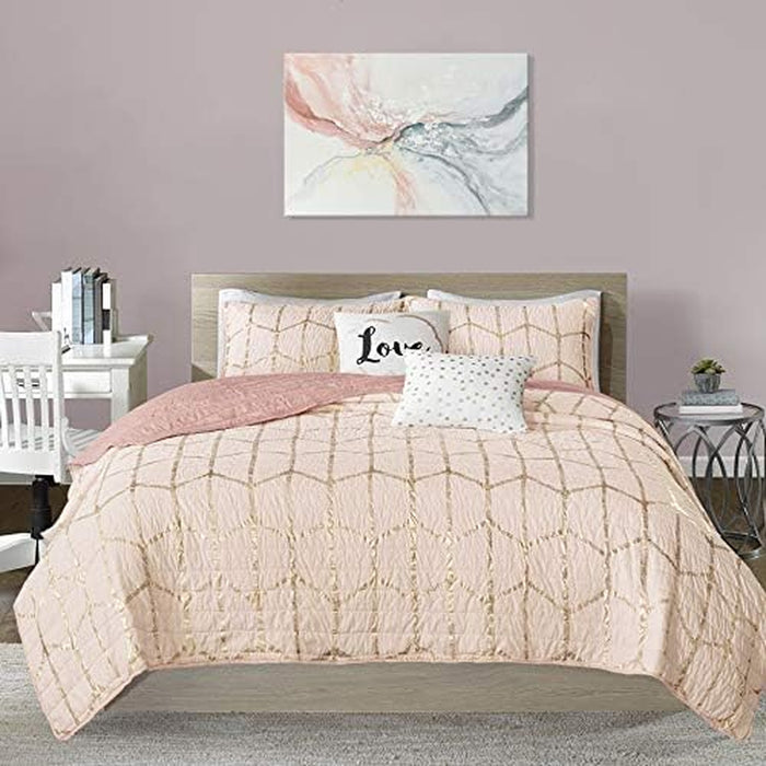 Pink Abstract Canvas Wall Art Blush Pink and Gray Hand Painted Oil Paintings Modern Water Flow Shape Artwork for Bedroom Living Room Kitchen Office Decoration 36" X 24"