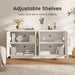 59" Arched Buffet Cabinet with Storage,Modern Wood Sideboard Credenza with Adjustable Shelves,4-Door Media Console Table for Living Room, Dining Room or Entryway, Cream Grey(Not White)