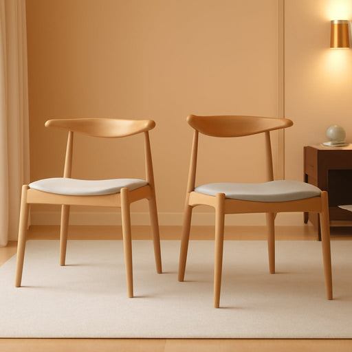 Francie Fabric with Oak Finish Dining Chairs, 2-Pcs Set, Beige