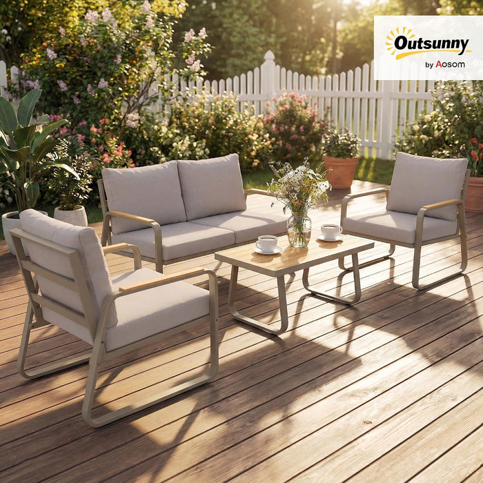 4 Piece Patio Furniture Set Outdoor Conversation Set Brown