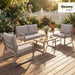 4 Piece Patio Furniture Set Outdoor Conversation Set Brown