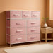 Pink Linen UltraFabricStorage Dresser With Nine Drawers