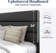 Full Size Platform Bed Frame with Fabric Upholstered Headboard Gray