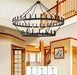 60 Inch Large Black Wagon Wheel Chandelier,2 Tier 54-Lights Farmhouse Industrial Country Style round Pendant Light Fixture for Outdoor Porch High Ceilings Living Dining Room Foyer Entryway