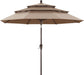 OLEFIN® 5-Year No Fading 9FT 3 Tiers Patio Umbrella, Outdoor Table Umbrella with 8 Sturdy Ribs for Deck, Backyard, Garden, Yard (Khaki)