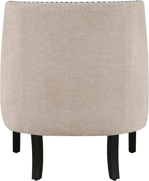 Taupe Upholstered Accent Chair Tufted Cushion Frame