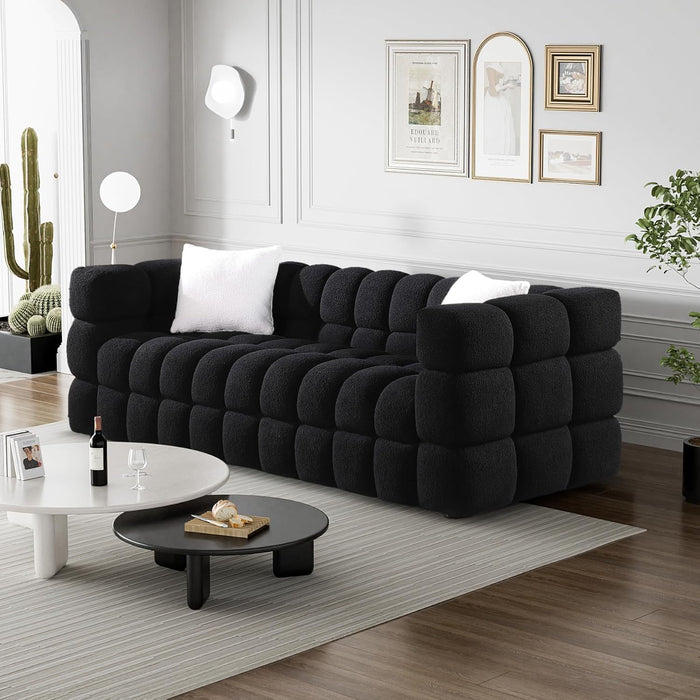 Modern Teddy Cloud Sofa - Comfy Boucle Tufted 3-Seater