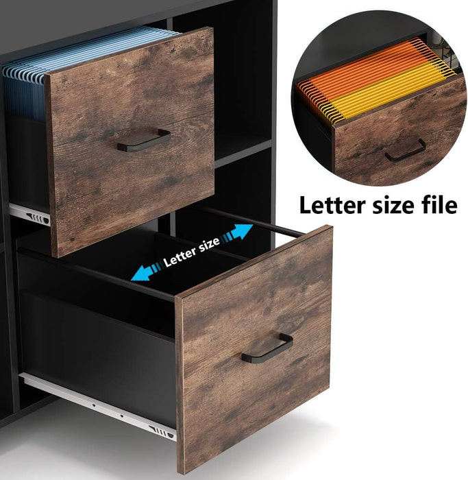 Rolling 2-Drawer Filing Cabinet with Printer Stand