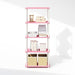 Pink White Five Tier PremiumDurableWoodenBookshelf HomeOffice