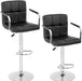 Modern Bar Stool Set of 2 Barstools Armrest Height Adjustable Counter Stools Bar Chairs Swivel Bar Stool PU Leather Hydraulic Dining Room Chairs Home Kitchen Stools (Black)