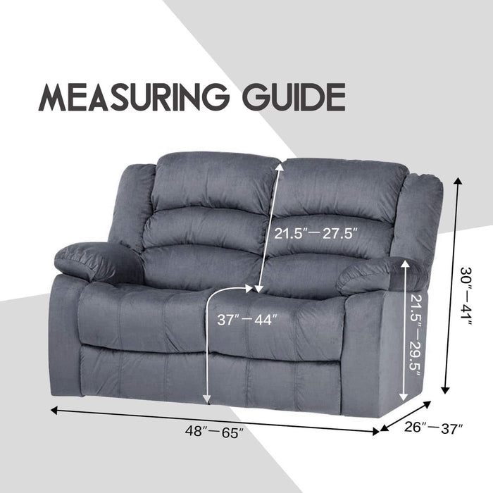 Reclining Love Seat Slipcover, 48" - 65" L, 6-Piece Velvet Stretch Loveseat Reclining Sofa Covers, 2 Seat Love Seat Recliner Cover, Thick, Soft, Washable (Dark Grey)