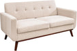 Oatmeal Mid-Century Loveseat: Button-Tufted, Modern Style