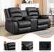 Faux Leather Manual Recliner Sofa Set, Loveseat Reclining Sofa and 3 Seat Recliner Sofa, Couch Set for Living Room, Bedroom, Meeting Room, Black(Loveseat+Sofa)