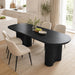 63-Inch Black Oval Dining Table for 4-6 People, Modern Kitchen Table with Thick Engineered Wood Top, Fluted Double Pedestal Base, Rounded Edges, Table Only