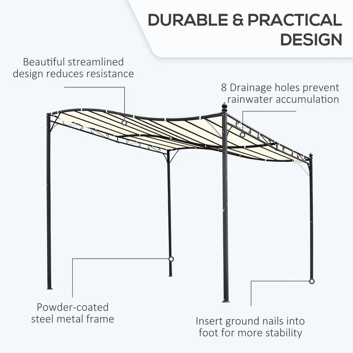 10' X 10' Outdoor Pergola Gazebo, Canopy W/ Drain Holes, Cream