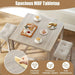 5-Piece Bar Table Set, Square Breakfast Set for 4 W/Padded Stools, Small Kitchen Table Set W/Rubber Wood Legs, Space-Saving Dining Table Set for Living Room, Kitchen, Small Space
