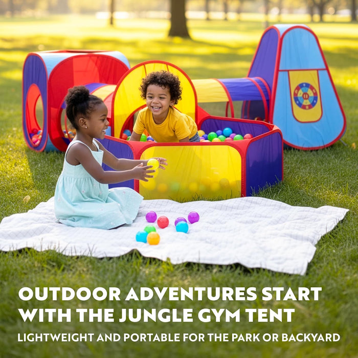 5Pc Kids' Play Tents & Tunnels - Ball Pit for Toddlers, Basketball Hoop, Crawling Tubes, Pop-Up Playhouses, Baby Obstacle Course for Indoor or Outdoor Use