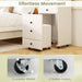 Small Vanity Desk Set, Makeup Vanity Table with Flip-Up Lighted Mirror, Storage Bench, 2 Drawers, 8 Wheels, White Girls Dressing Table Nightstand for Small Space Bedroom